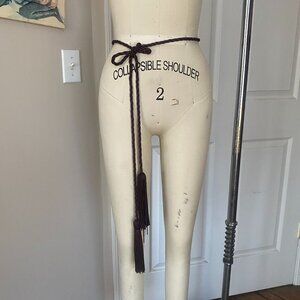 VINTAGE 1970s Brown twisted rope NAUTICAL Tassel trim Tie Belt BOHEMIAN